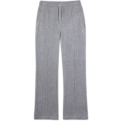 Sweathose JUICY COUTURE "TINA TRACK PANT Damen", Damen, Gr. M, EURO-Größen, grau (silber marl), Samt, 95% Polyester, 5% Elasthan, slim fit, Hosen Sweathose, Trainingshose Damen, Sweathose, Velour, Jogginghose mit Glitzer, Sale