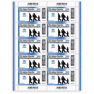 DeutschePost Briefmarken Set, 10 Stück à 3,30 EUR, Flüchtlingskonvention, Großbrief international, nassklebend