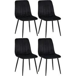 CLP 4er Set Stühle Dijon Samt - Farbe: schwarz, Material: Samt