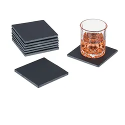 Relaxdays Schiefer Untersetzer 8er Set Anthrazit,Schwarz