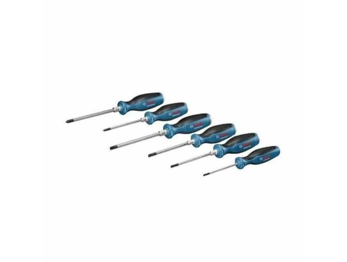 Bosch Professional 6-delige schroevendraaierset (kruiskop- en sleufschroevendraaiers, doorlopend stalen lemmet en stalen kap)