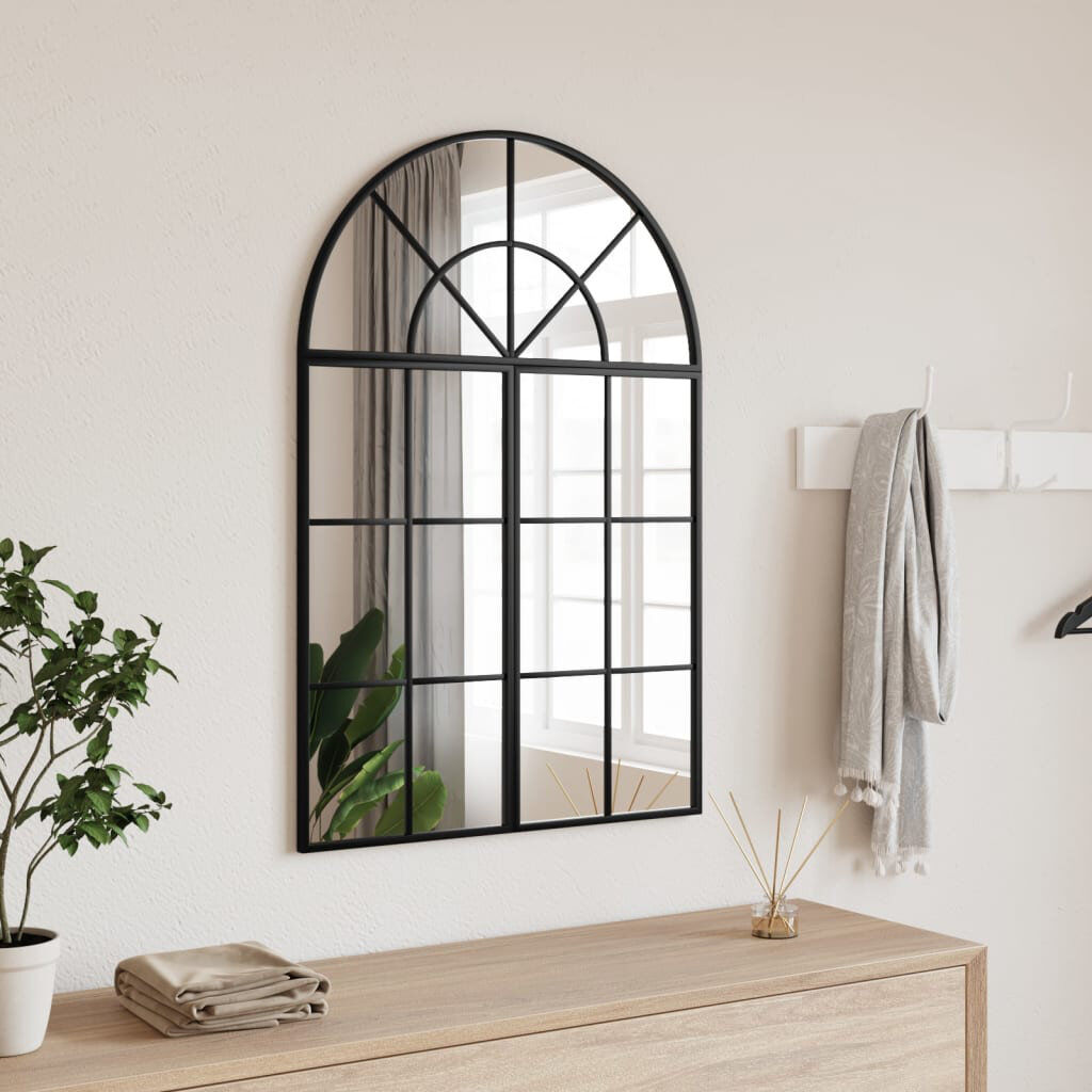 Brambly Cottage Derk Iron Arch Wall Vanity Mirror Black 30cm H x 60cm W