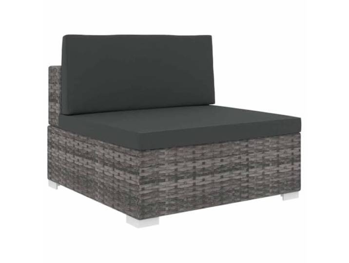 Modulares Rattan Mittelsofa mit Kissen, PE Rattan, Stahlrahmen, Grau, Wetterfest, wasserdicht, abnehmbare Kissen, modulares Design, kombinierbar mit Ecksofa und Hockern