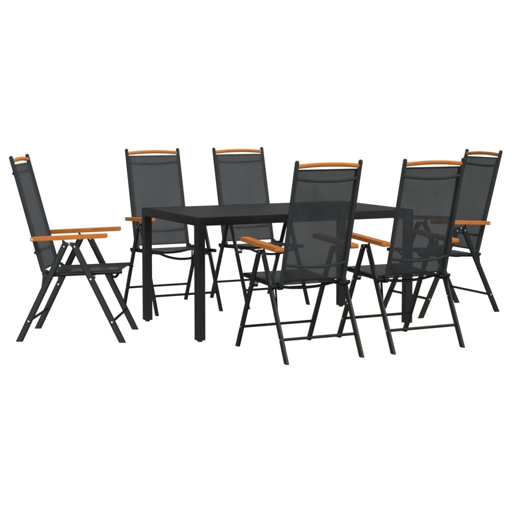 Syfax 7-delige aluminium tuinset zwart