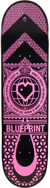 Skateboard Deck Blueprint Home Heart (7.875" - Schwarz/Pink)