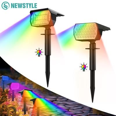 Discount Dollar Deals Solar Landscape Spot Powered Wall Lights, RGB Solar Spotlight Outdoor, Waterproof Color Change Garden Patio Walkway 20led Rgb