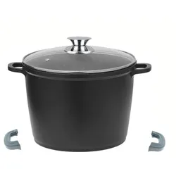 Tiefer Kochtopf mit Glasdeckel & Silikongriffe, ø32 cm - 15 L -