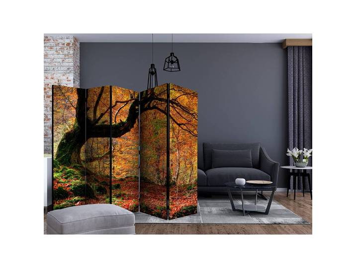 Paravent Autumn Forest and Leaves Polaire Orange 225 x 172 x 3cm