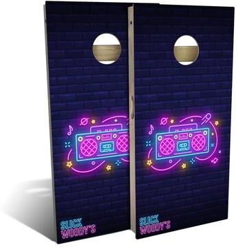 Skip's Garage 80s Boombox Outdoor Cornhole Board Set