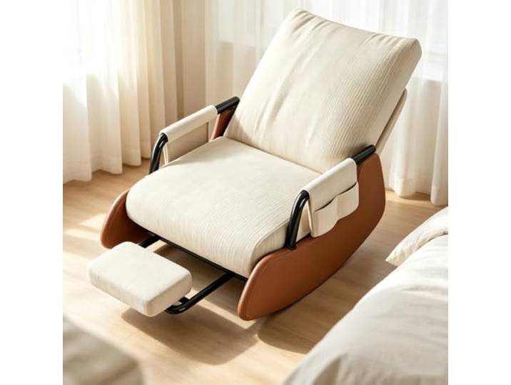 LCNDKF Relaxsessel mit Hocker mit Stabiler Schaukelbasis Entspannender Schaukelsessel mit stabiler Kufenkonstruktion und verstaubarer Fußablage.