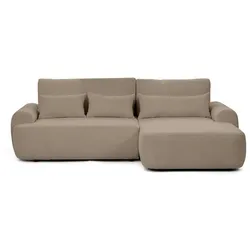 ECKSCHLAFSOFA Oliver im Bouclé-Gewebe, Hellbraun, rechts