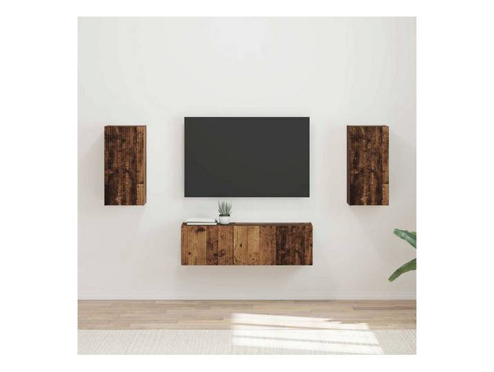 furnicato TV-Schrank TV-Wandschrankset Altholz (1-St) Medienregal mit 90°-Schwenktüren und viel Stauraum für Wohnzimmer