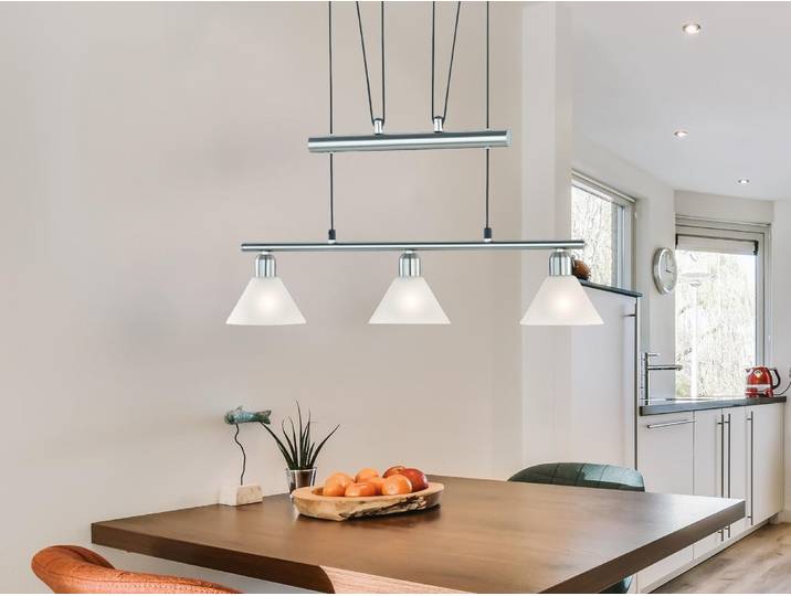 Trio Leuchten JoJo-Pendelleuchte Stamina 3751031-07, Metall Nickel matt, Glas op