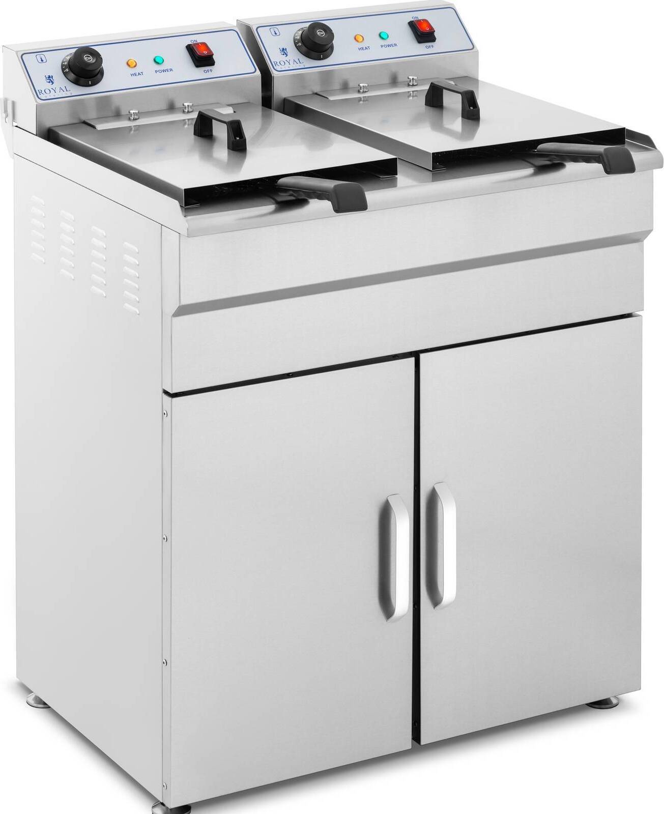 Doppelfritteuse mit Schrank 400V - 2x10L