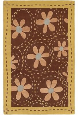 Livabliss Hand-tufted Gold Floral Bordered Fleur Wool Area Rug - 9' x 13'