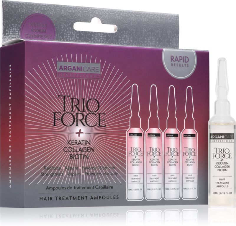 Arganicare Trio Force Hair Treatment ampoules pour stimuler la repousse des cheveux et renforcer les racines 4x10 ml