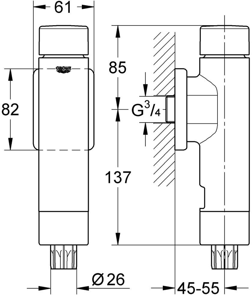Grohe Rondo A.S. Druckspüler für WC