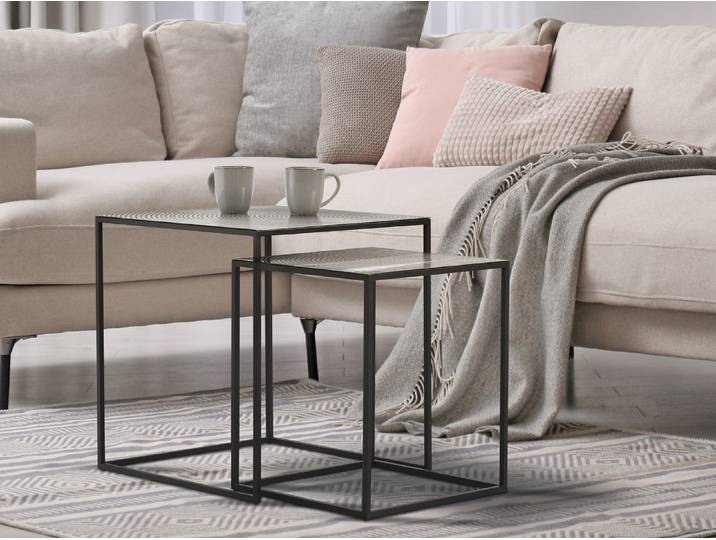Couchtisch 2 teilig, ausgefallene Beistelltische für Sofas, Wohnzimmertisch