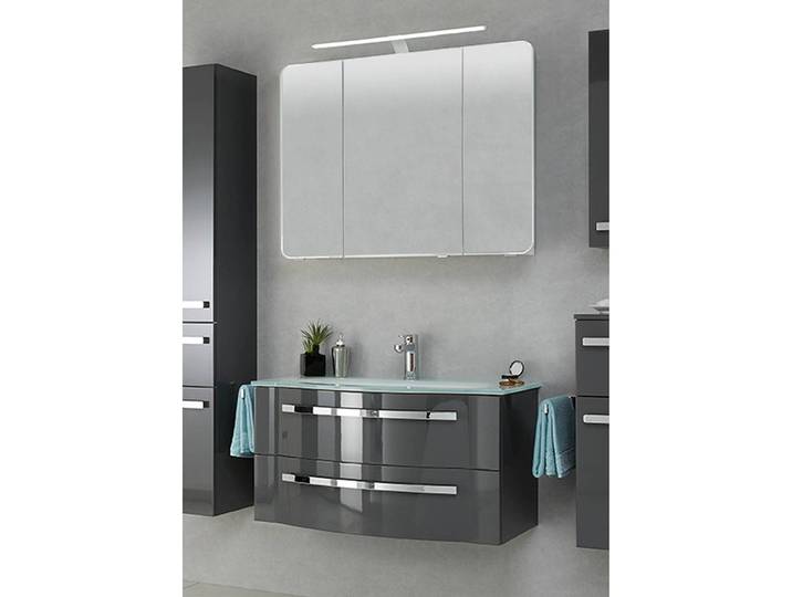 Badezimmerset 4005 VII 2-teilig 92 x 200 x 49cm Grau/Hochglanz Grau