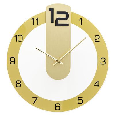Wanduhr AMS, gold (goldfarben), Wanduhren, B/H/L: 34cm x 5cm x 35cm, Wanduhr, Quarzuhr, Holz, Wohnzimmer, Esszimmer, Küche, Arbeitszimmer, Büro,Flur