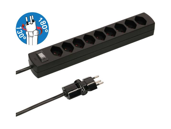 Max Hauri Steckdosenleiste Safety Line 9x Typ 13 BS sw Schalter 2m cli.