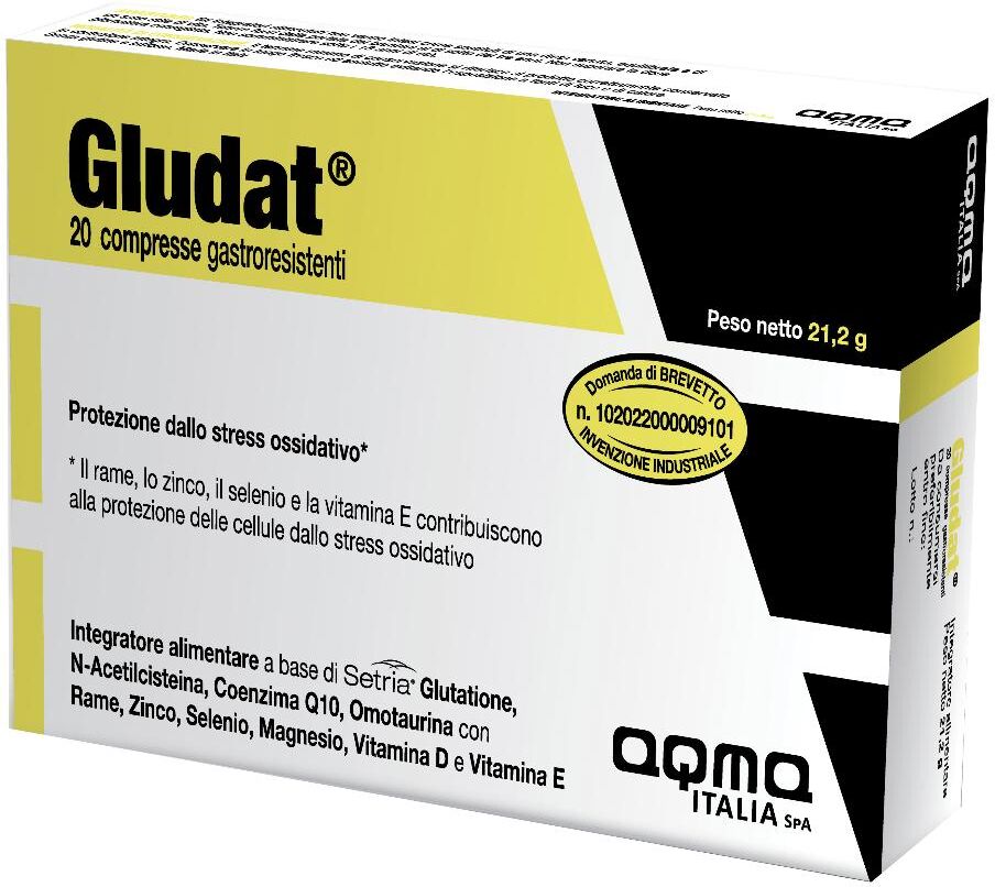 AQMA ITALIA Srl Gludat 20 Compresse, Integratore antiossidante con glutatione, coenzima Q10 e magnesio