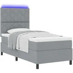vidaXL, Boxspringbett, Boxspringbett mit Matratze & LED Licht Grau 90x190 cm Stoff (90 x 190 cm)