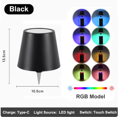 Inspire Curations Wireless LED Bottle Lamp Touch Control Cordless Table Light For Home & Events b black rgb usb Plug