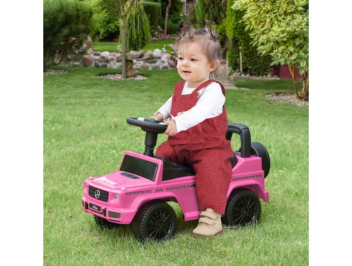 HOMCOM Camion Porteur Enfants Mercedes Rose avec Coffre