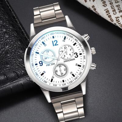 Multisell Products Hub Fashion Men's Quartz Steel Band Watch, Business Watch white