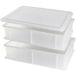 MOLDICA 2 stapelbare Brot- und Pizzaboxen + 1 Deckel, Polyethylen, 30x40x10, weiß