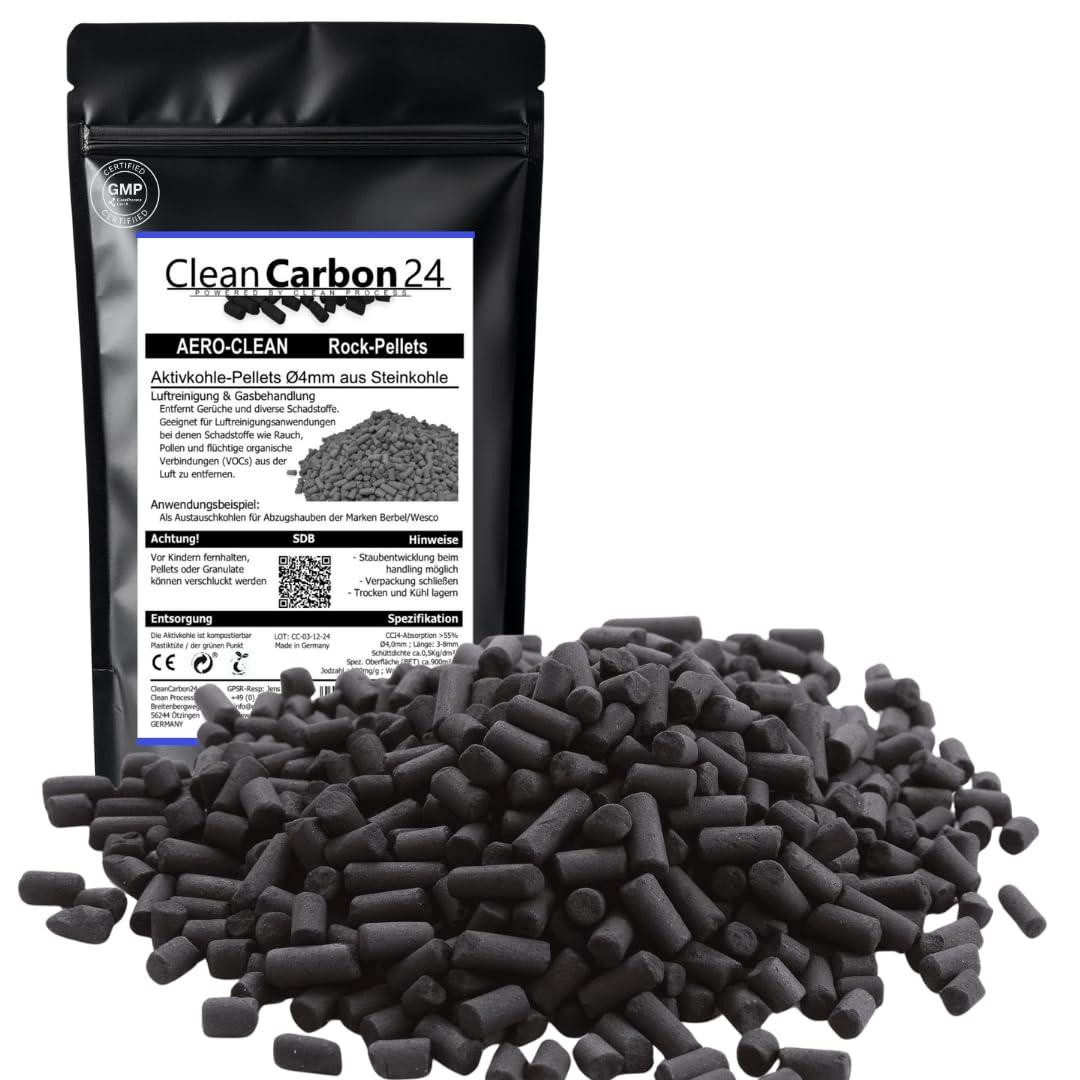 Clean Process GmbH AERO-CLEAN Rock-Pellets actieve kool pellets voor luchtzuivering, 1 liter, diameter 4 mm