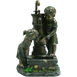 ATLANTA - Polyresin, Rustikale Dekoration "Kinder am Brunnen"