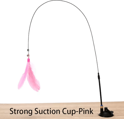 Inspire Curations BounceBird Hands Free Interactive Cat Wand Toy strong Suction Pink