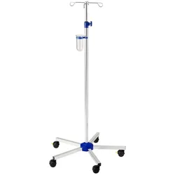 Infusionsständer verchromt ohne Beschwerung, Doppellaufrollen Ø 50 mm