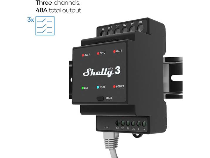 Shelly Shelly Pro 3 DIN-railrelais WiFi\, Bluetooth
