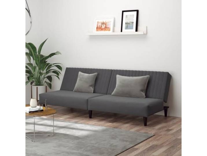 HEFZGDB Schlafsofa 2-Sitzer Dunkelgrau Samt Bettcouch mit Holzrahmen und weichem Velours Stoff für Wohnzimmer und Gästezimmer als Komfortables Sitzmöbel und platzsparende