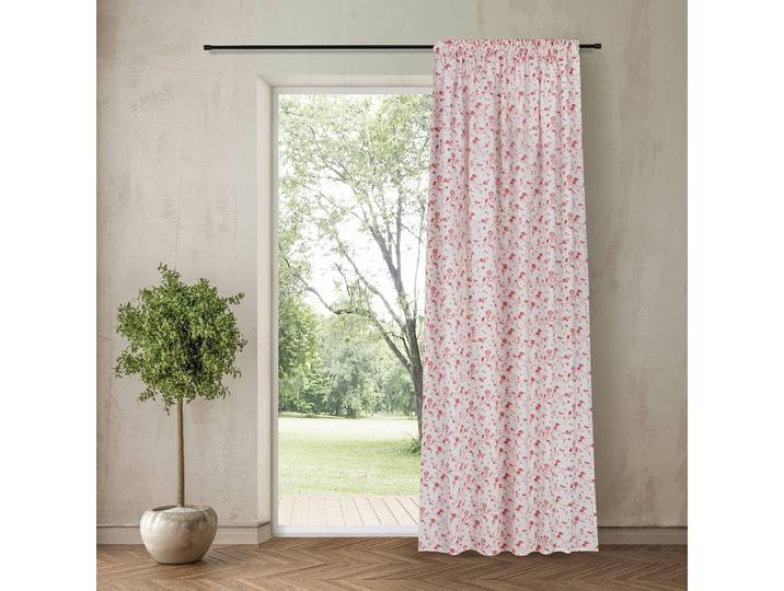 Rideau en coton Dana 140 x 245cm Multicolore/Rouge brique