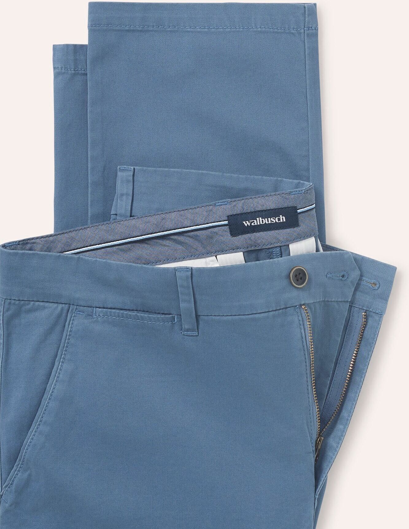 Walbusch Elastische Chino aus Baumwolle, Modern Fit#normale Größen#schlanke Größen#untersetzte Größen, Farbe Blau, 102, Premium-Ausstattung in vielen Größen Herren