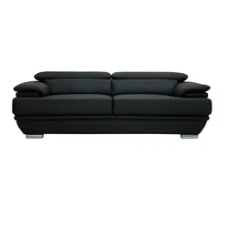 Design-Ledersofa drei Plätze verstellbares Kopfstück Schwarz EWING - Büffelleder