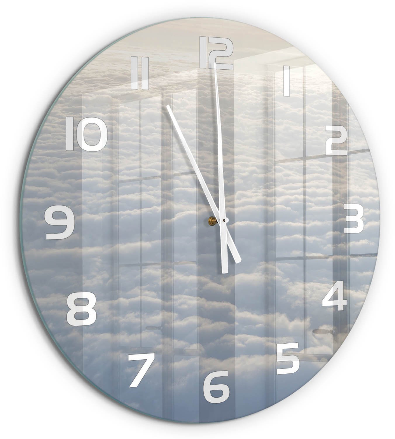 Tulup Wandklok Vliegen boven de wolken - Wit - Diameter: 60 cm