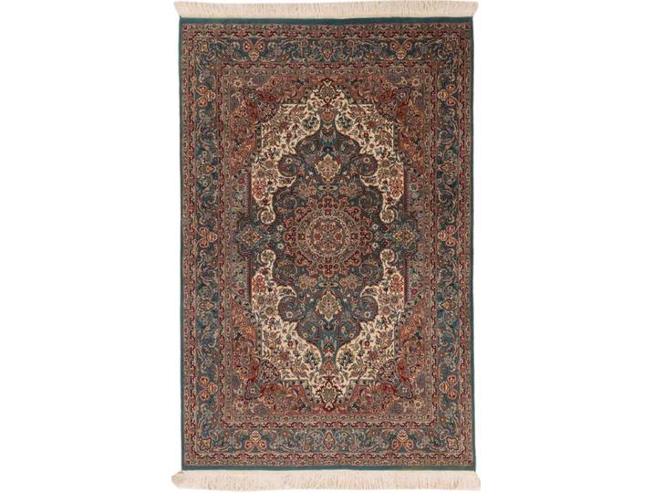 Isfahan Teppich 139x215 Handgeknüpft Orientteppich Wolle