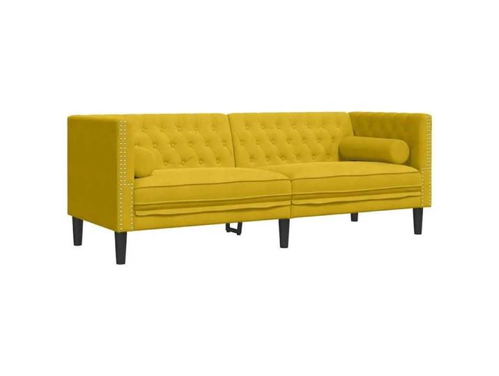(Promo 2026)CANAPÉ FIXE Jaune - SHIELD - Canapé Chesterfield avec traversins 3 places - Sofa pour 3 personnes - jaune velours 721552