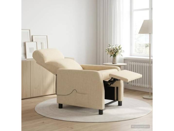 Relaxsessel Creme Stoff 66x95x100 cm Polyester-Bezug,Metal-Rahmen,flache Armlehnen,115°-160° Liegeposition,Wohnzimmer
