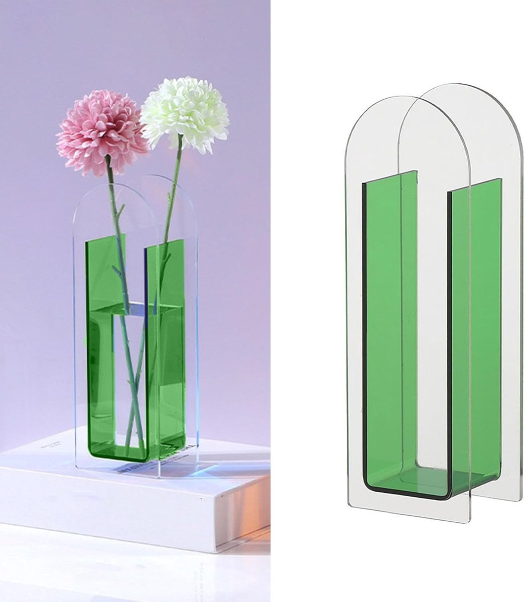 Heldere Acryl Vaas in Cedergroen Regenboog voor het presenteren van bloemen
