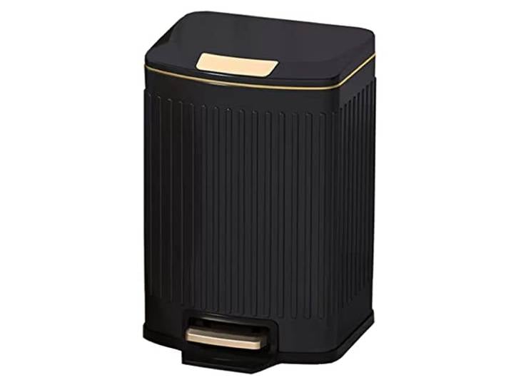 OIFAODAO Mülltonnen， Rechteckiger Edelstahl-Treteimer mit sanftem Verschluss Küche Bad(/Black,18L)