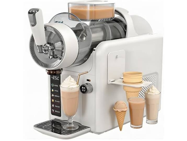 smafoseedding Gewerbliche Slush-Maschine,185 W Slush-Maschine Für Slush-EIS Und Kaltgetränke,2000 Ml 5-In-1 Softeismaschine Mit Automatischer Reinigung,12 Stunden Dauerbetrieb Für Imbisswagen White