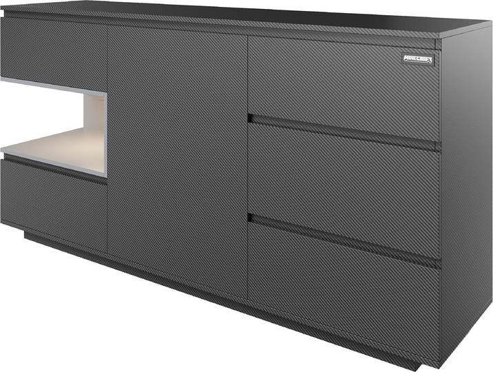 Kommode PHOENIX Minecraft Sideboard , grau (schwarz), B:160cm H:82cm T:40cm, Holzwerkstoff, Sideboards, Kommode, inkl Beleuchtung, Topseller