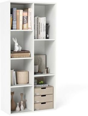 Costway Vertical or Horizontal Freestanding Bookshelf with 7 Compartments-White