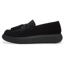 Fitflop für Damen. JHS-090 Antik-Mokassins Iq-Comff schwarz (38), Leder, Wohnung, 1 bis 3 cm, Keine, Lässig